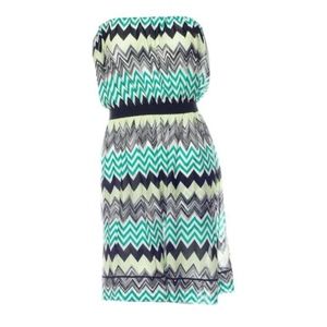 Missoni Strapless Knit Zigzag Dress w/Pockets